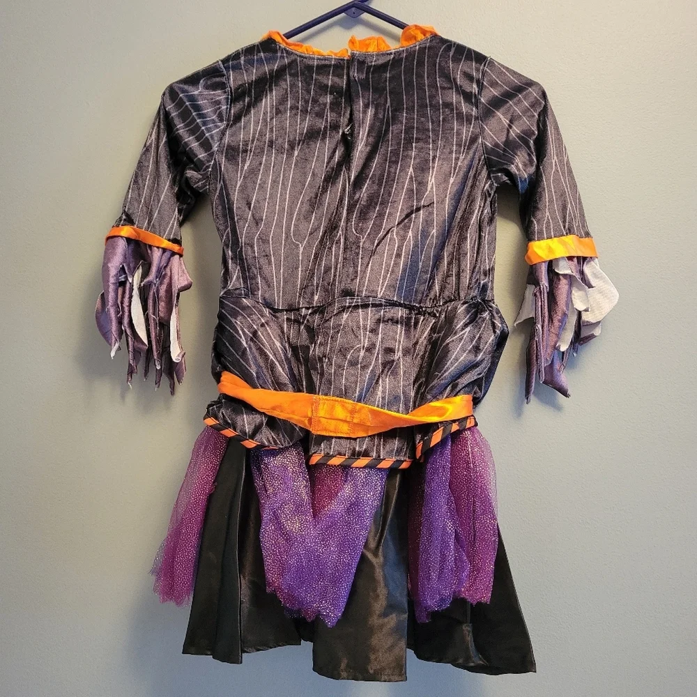 Kids Witch Costume Orange Purple Halloween Dress Outfit Girls Small 5-7 Ages